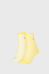2 PACK dámských ponožek Tommy Hilfiger Honeycomb Yellow