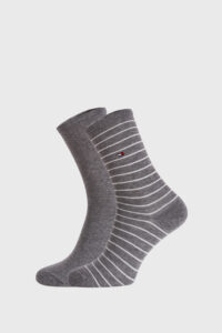 2 PACK šedých dámských ponožek Tommy Hilfiger Stripes